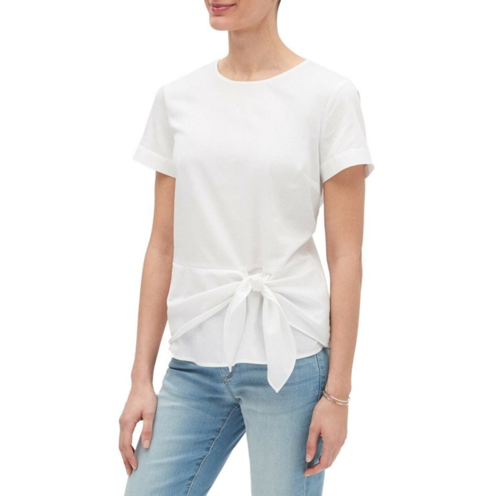 White tie front blouse - L